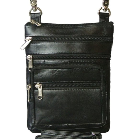 Bodypack and messenger wallet with 6 zippers